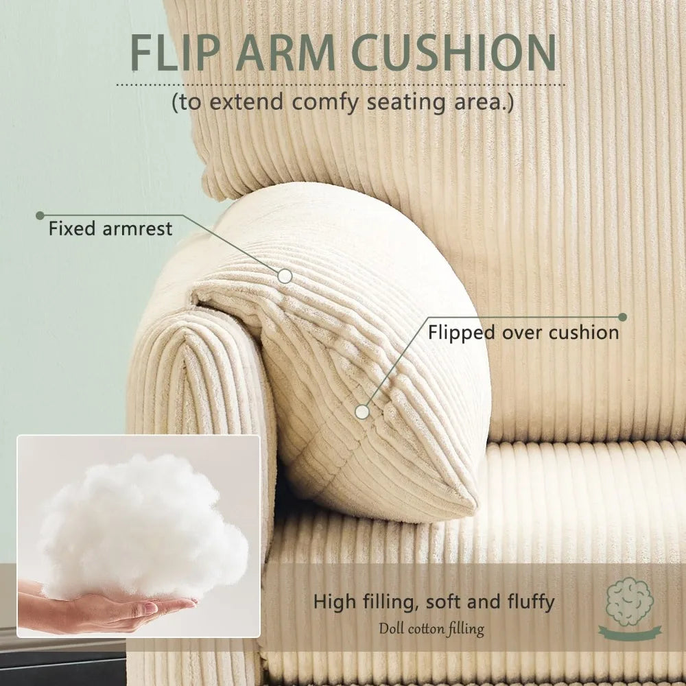 Corduroy Upholstered Accent Chair With Side Pocket