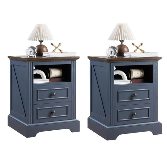 HUANZHUANG Nightstand Set of 2 With Charging Station