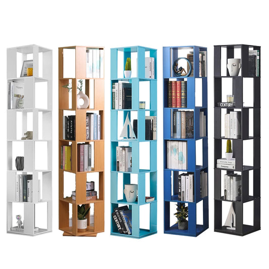 BonChoice Rotatable 6 Tier Slim Corner Bookcase Shelf