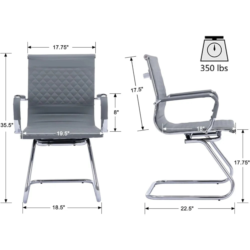 Huanzhuang 4 Office Guest Chairs Rhombic Grid Back Base