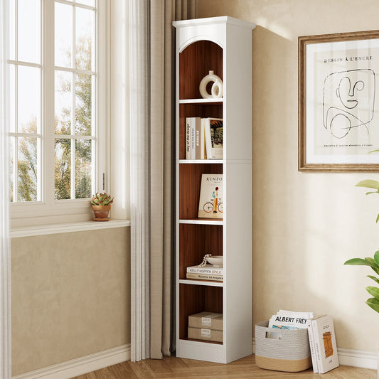 Tribesigns 5-Tier Narrow Corner Bookcase With Storage