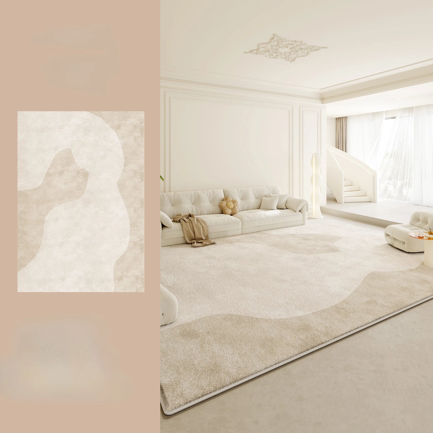 NONED Plush Wilton Area Rug For Living Room Soft Comfort