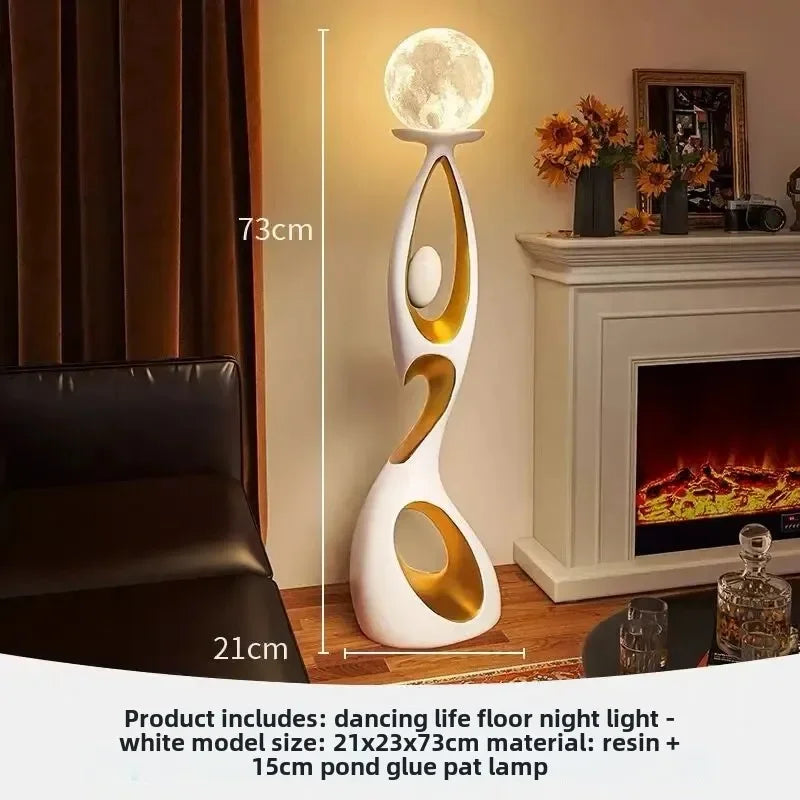 ENERLORD LED Floor Lamp Resin Sculpture Glow Living Room