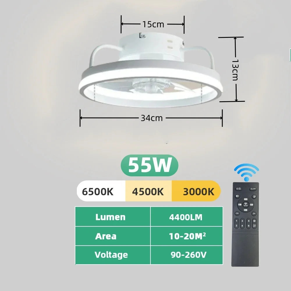 XCLuuHY 55W Ceiling Fan With Light Remote Control LED