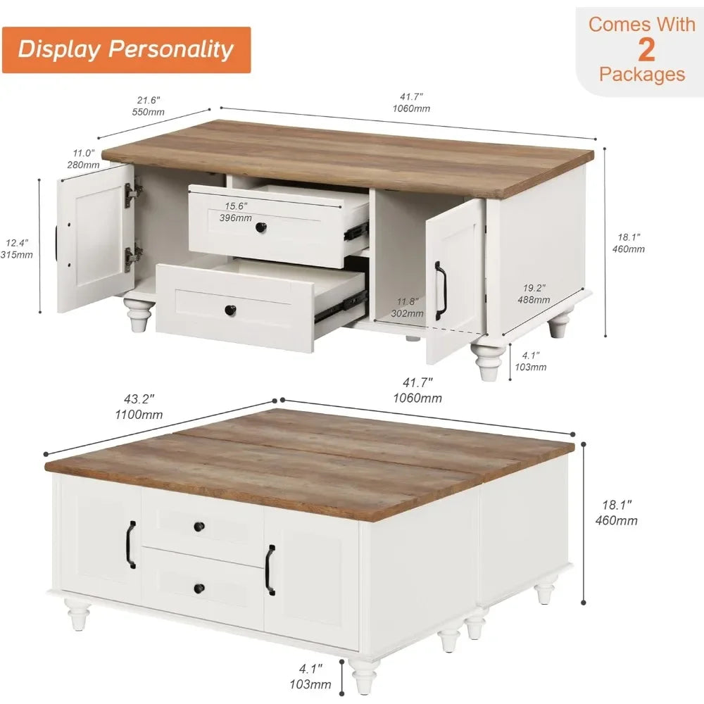 Guangbai Coffee Table Set of 2 With Storage Cabinets