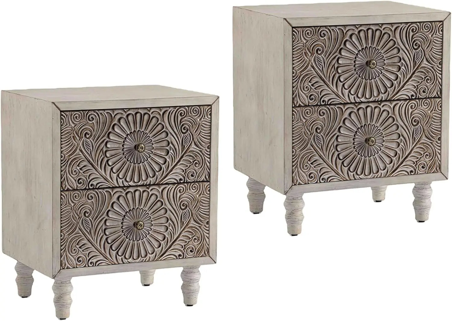 General Vintage Nightstand Two Drawer Farmhouse Night Table
