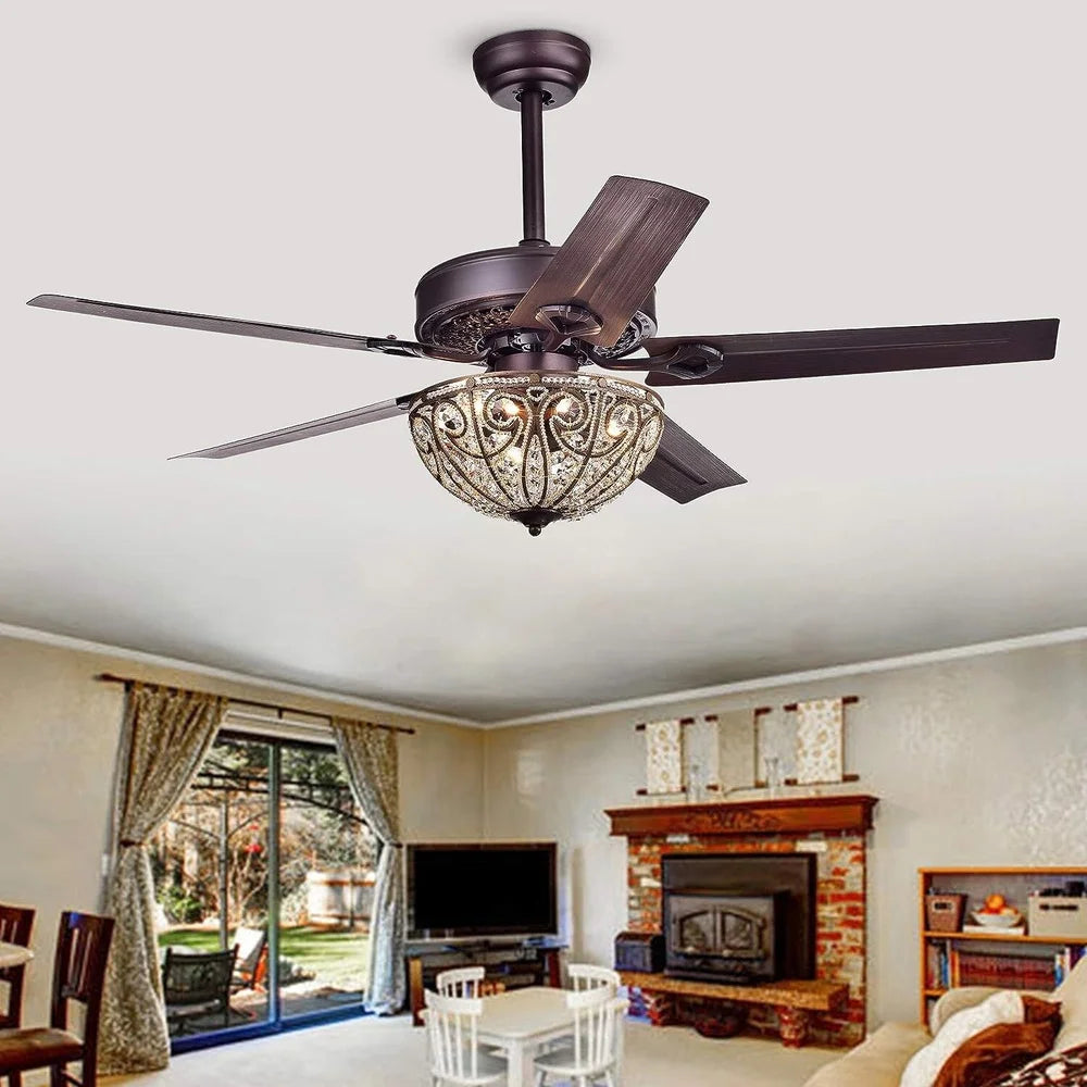 XMSJ 5 Blade Brushed Nickel Ceiling Fan With Remote