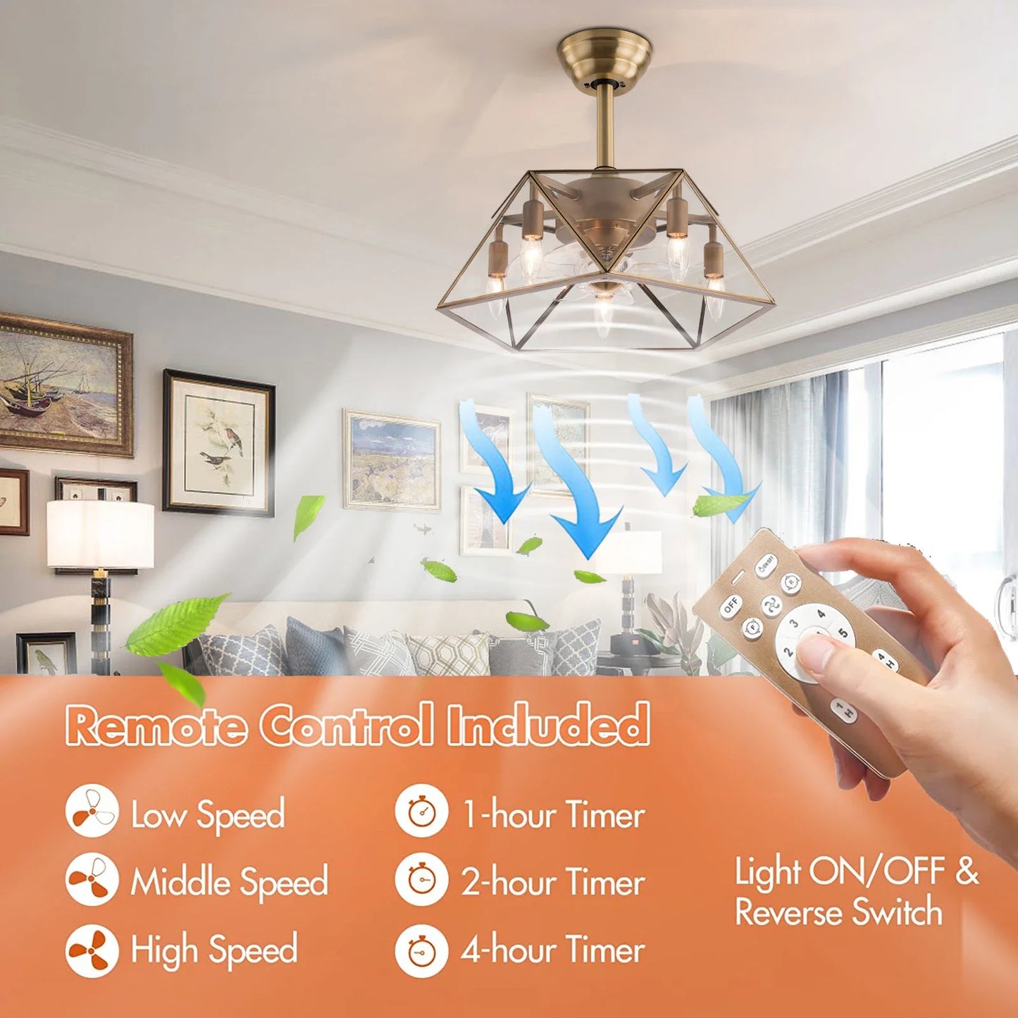 Hign Concerned Stylish Ceiling Fan With Light Lampshade