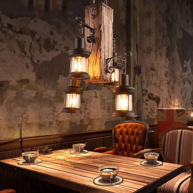 Hignconcerned Wooden Rustic Country Pendant Light Fixture