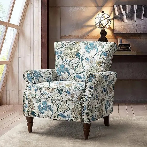 MKDK Modern Wingback Accent Chair Upholstered Armchair With Nailhead Trim