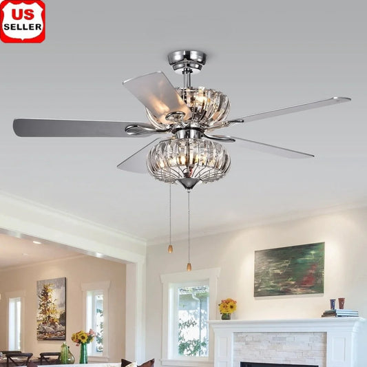 XMSJ Elegant Ceiling Fan With Crystal Lights And Remote