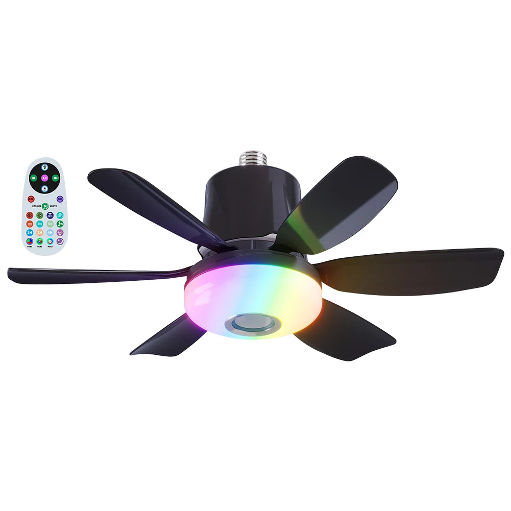 Ceiling Fan With Light Socket Remote RGB Dimmer LED