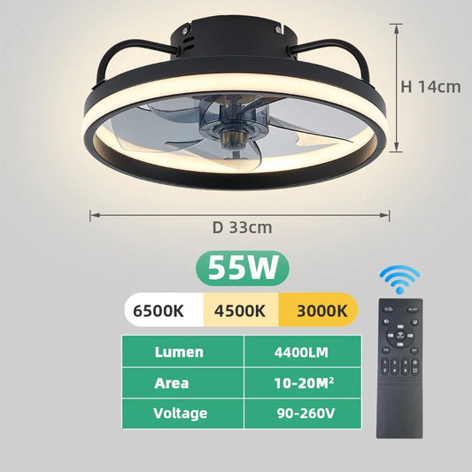 XCLuuHY 55W Ceiling Fan With Light Remote Control LED