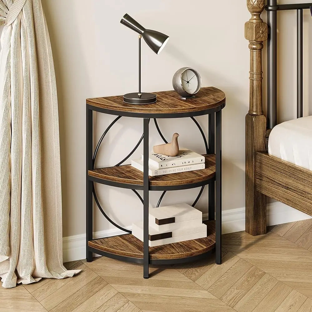 ZUIDID Half Round End Table Three Tier Narrow Metal Frame