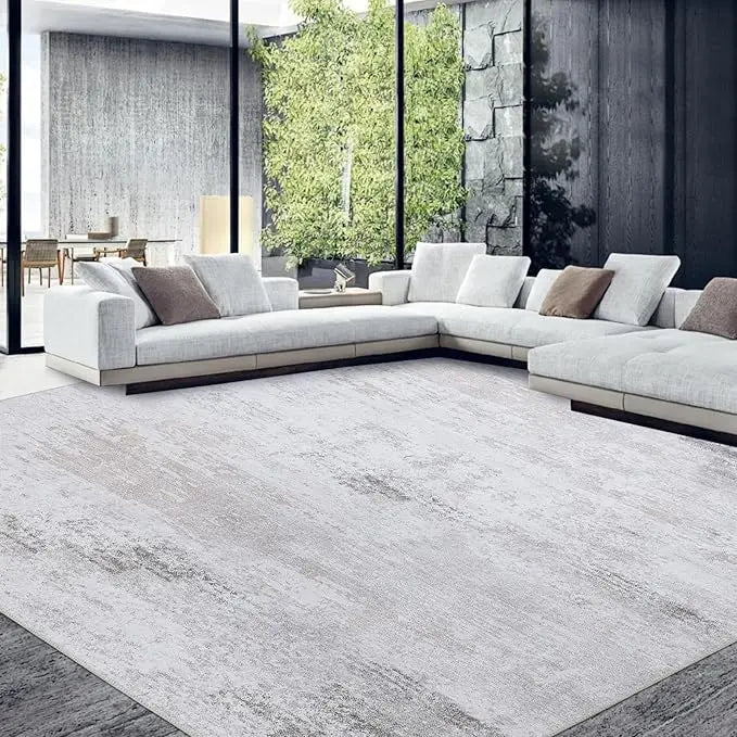 Boho Style Wool Area Rug with Non Slip Backing