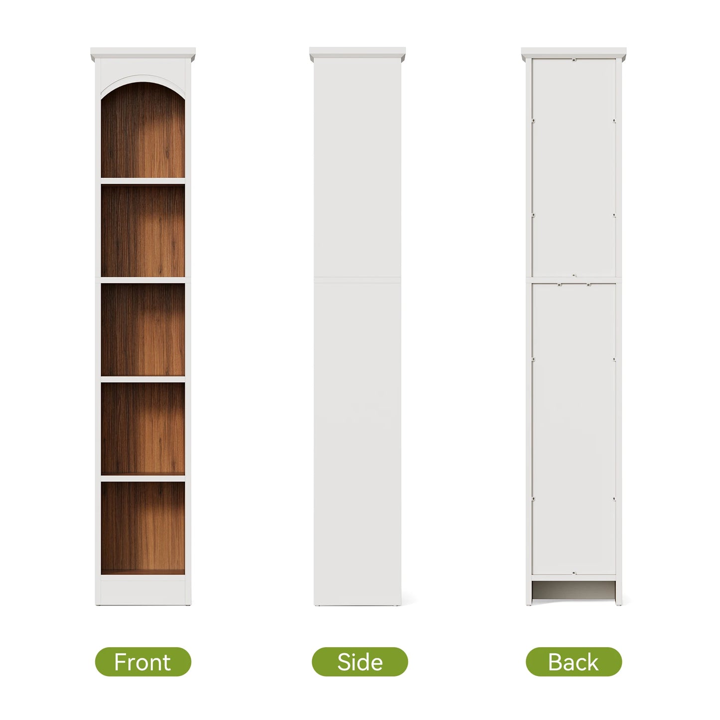 Tribesigns Modern Slim Five Tier Narrow Corner Bookshelf