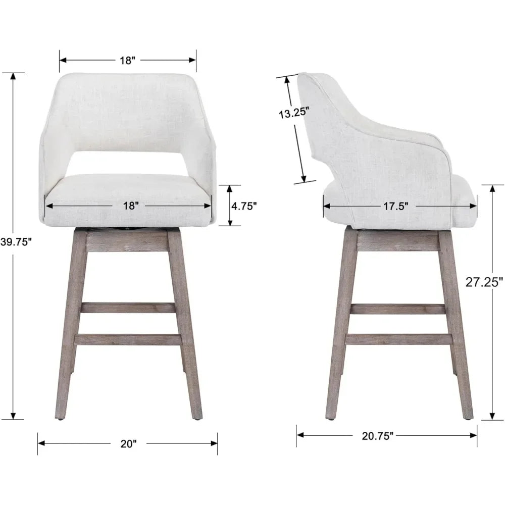 Guangbai Linen Upholstered Swivel Bar Stools Set of 2