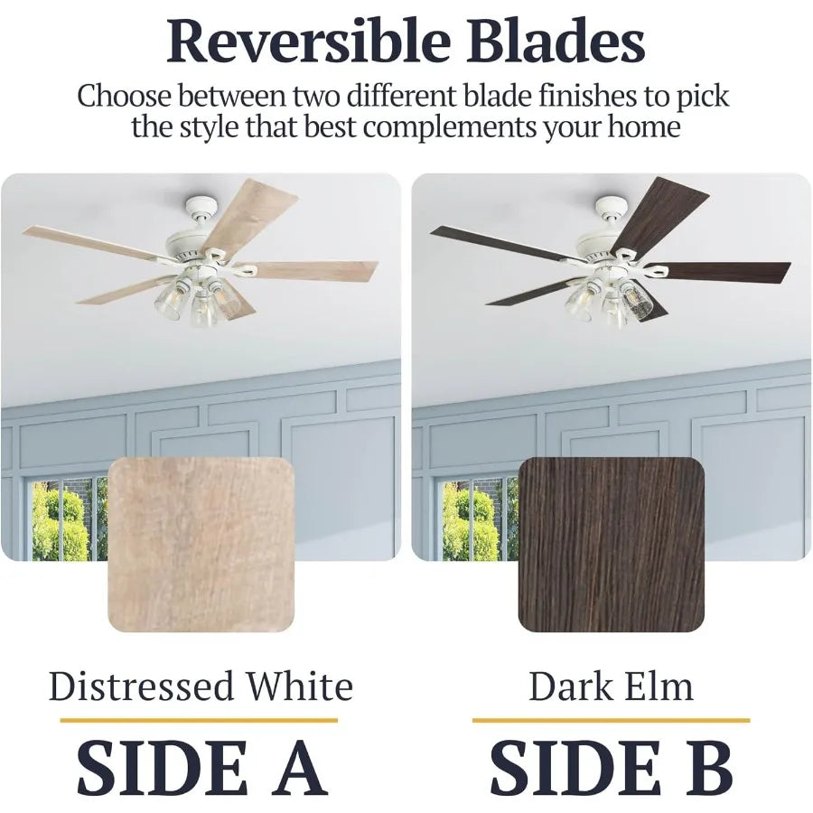 Farmhouse LED Ceiling Fan With Light For Living Room Bedroom