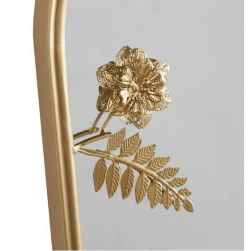 Adaline Arched Metal Floral Wall Mirror With Iron Frame