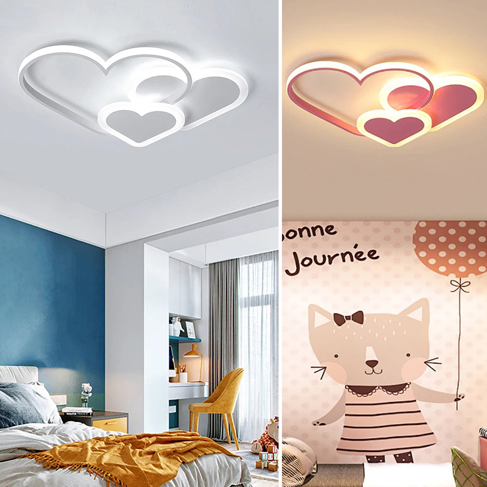 Modern Minimalist Heart Shape LED Ceiling Lamp For Bedroom