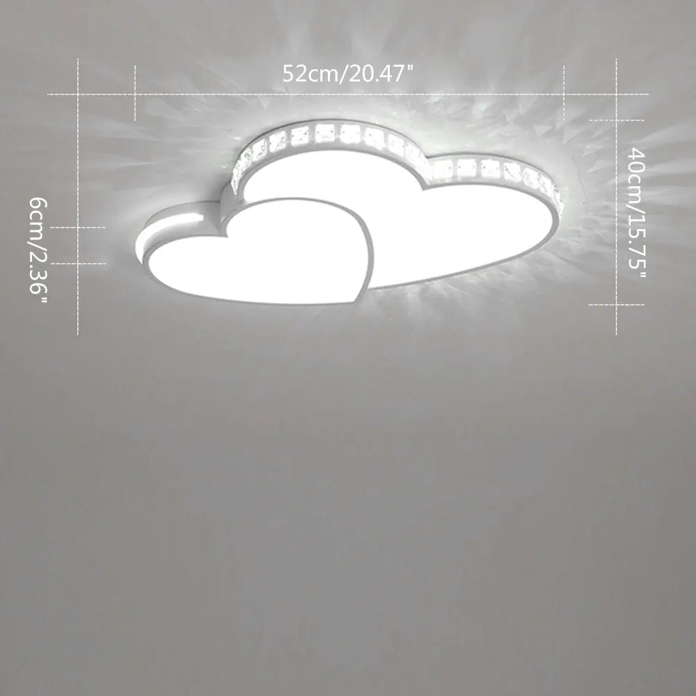 Modern Heart Shaped Crystal LED Flush Mount Ceiling Light