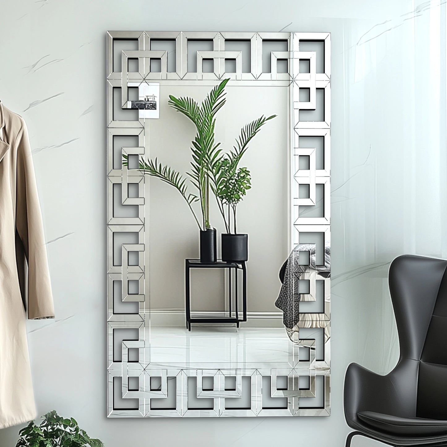 BORWART Grecian Frame Wall Mirror Rectangular Living Decor