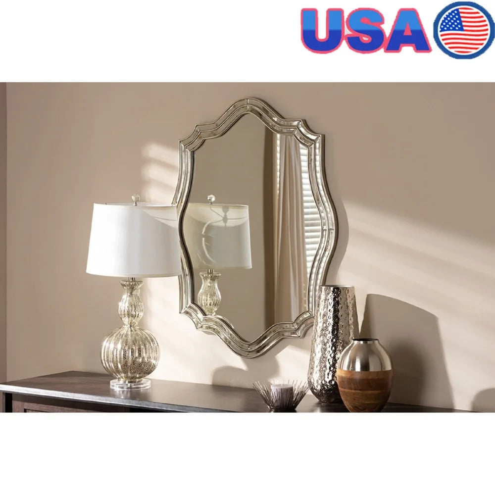 Double Metal Frame Antique Wall Mirror Rustic Home Accent