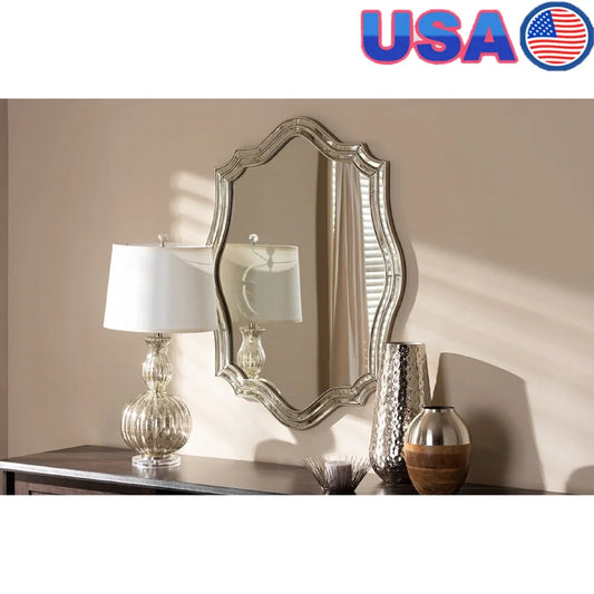 Double Metal Frame Antique Wall Mirror Rustic Home Accent