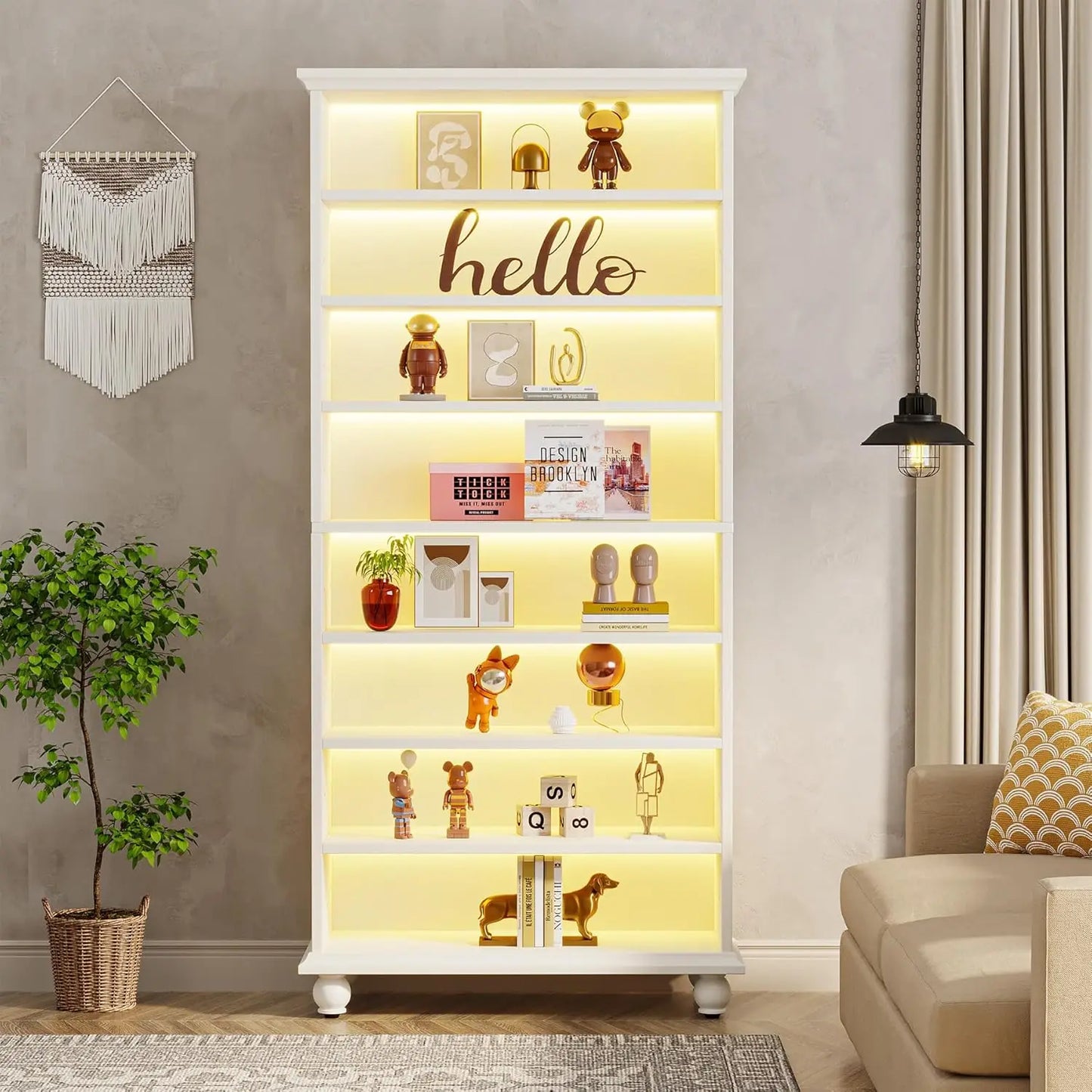 Little Tree LED Bookcase Freestanding With Nine Shelves