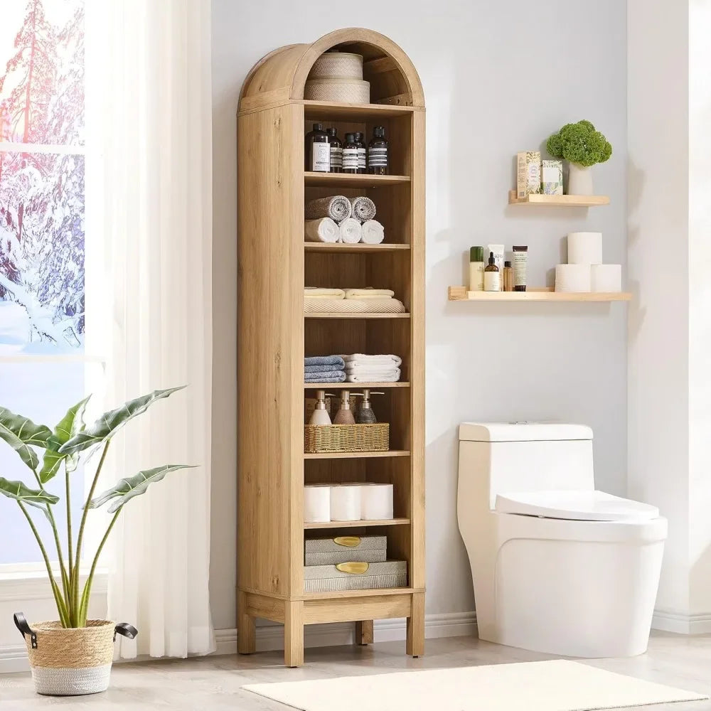 Arched 8 Shelf Bookcase With Storage Modern Farmhouse