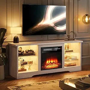 Electric Fireplace TV Stand With LED Lighting Entertainment