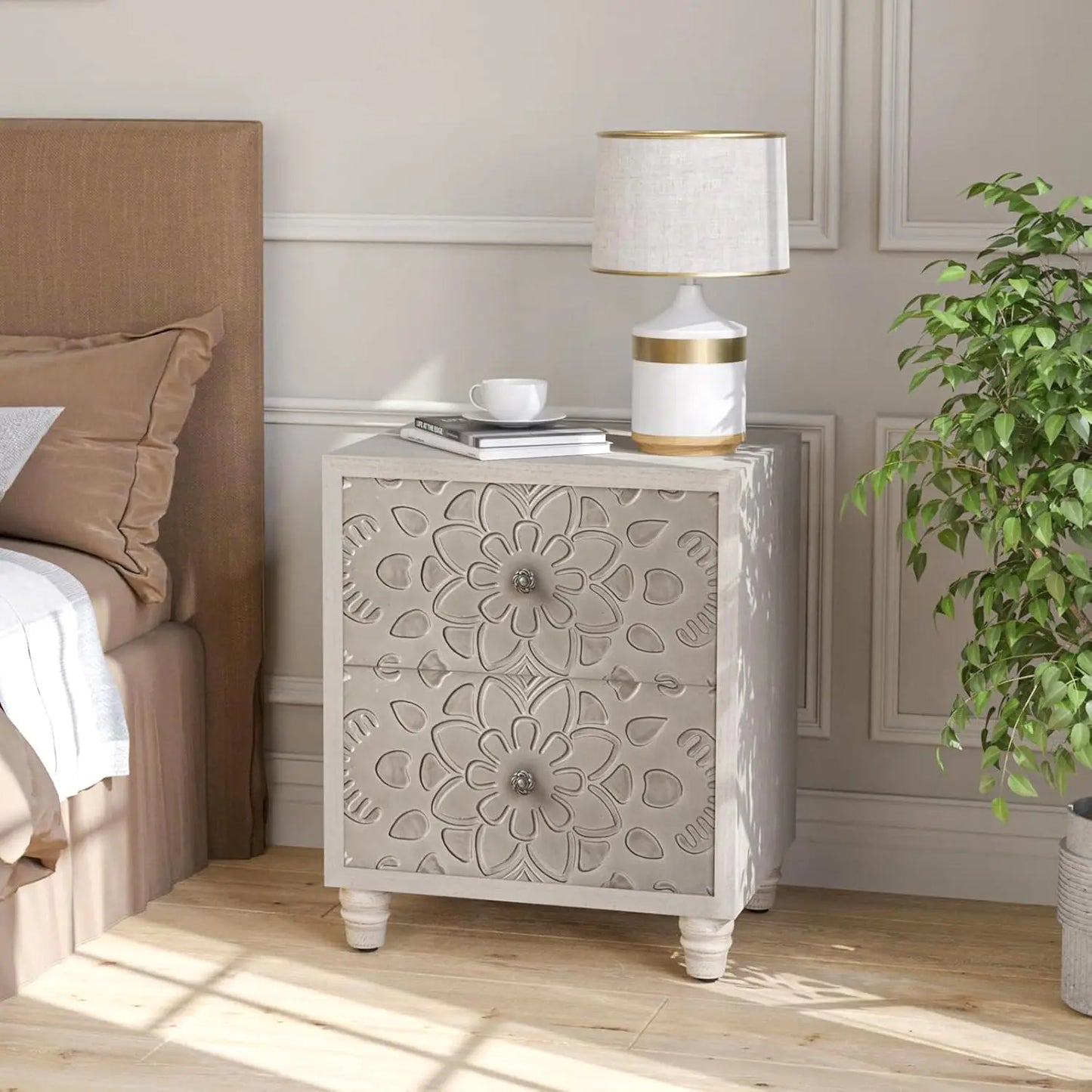 General Vintage Nightstand Two Drawer Farmhouse Night Table