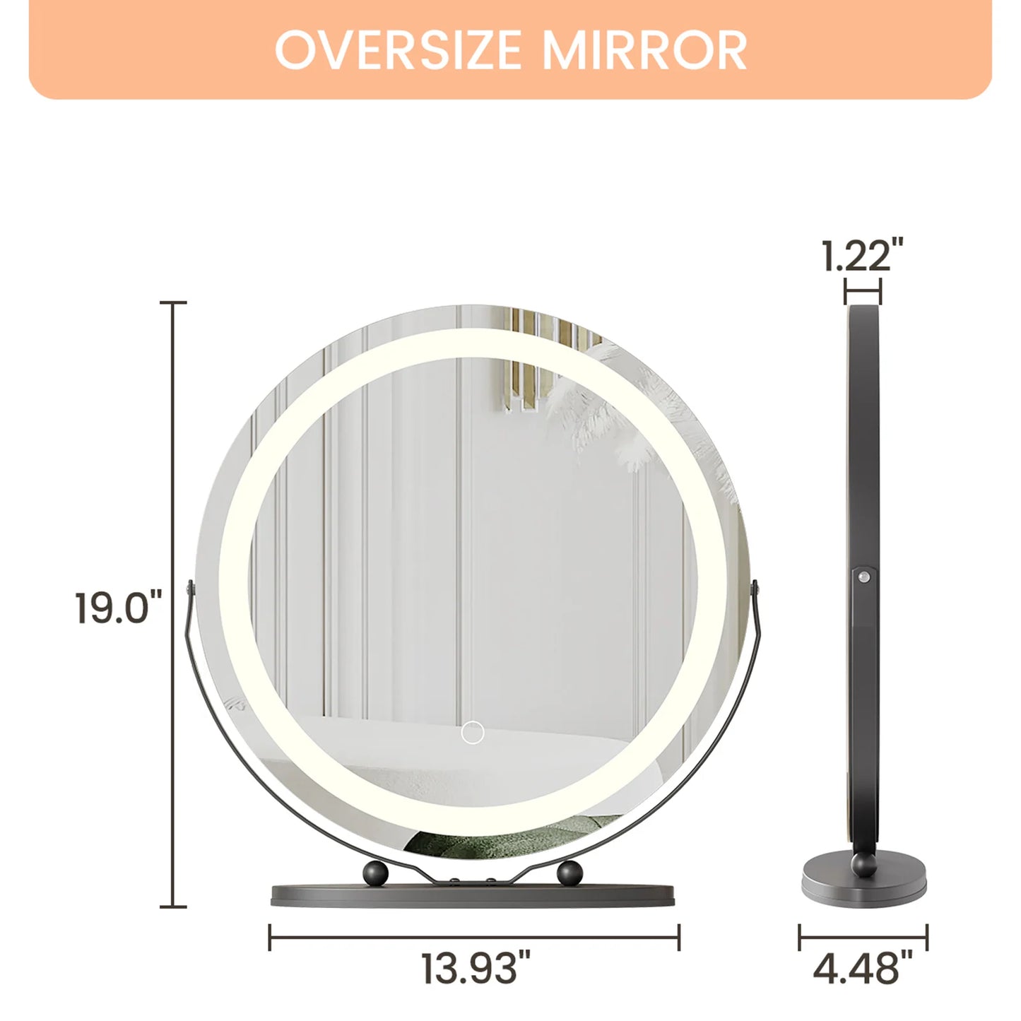 Hign Concerned Vanity Mirror With LED Lights Touch Control