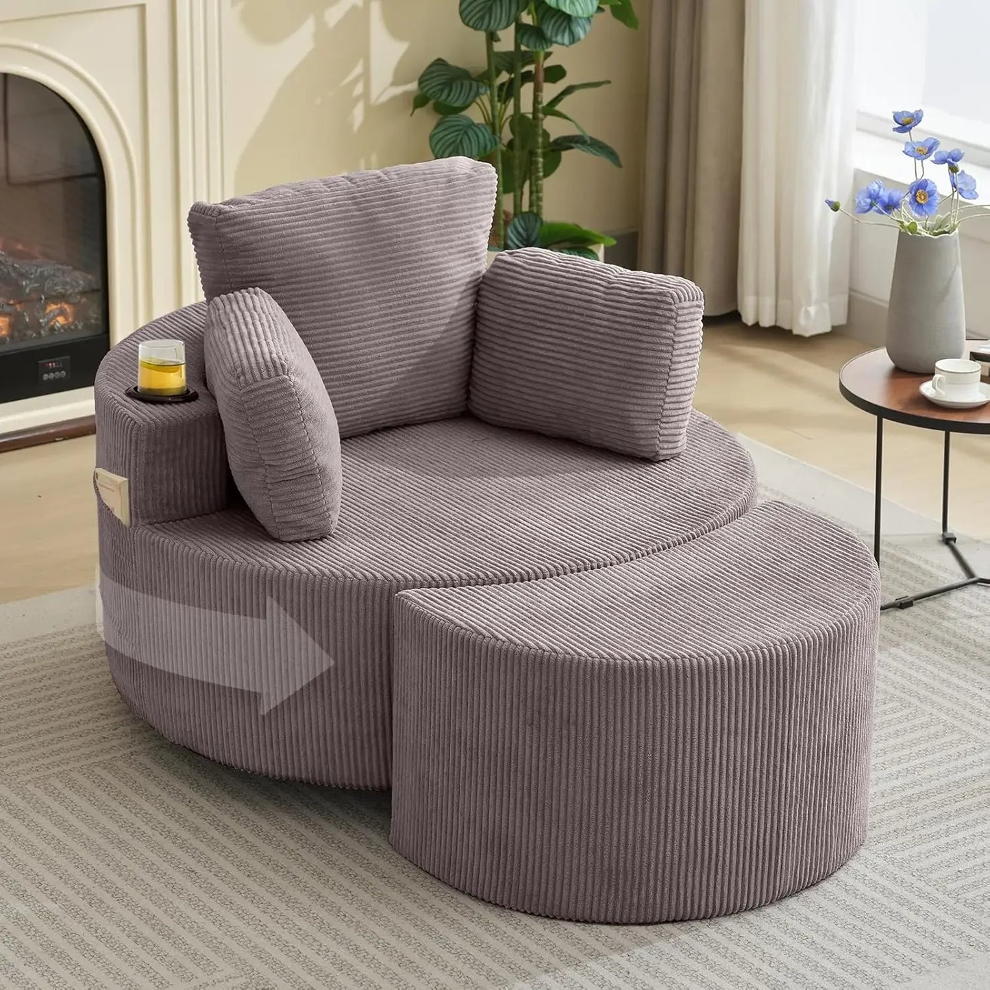General Swivel Barrel Recliner Chair With Ottoman