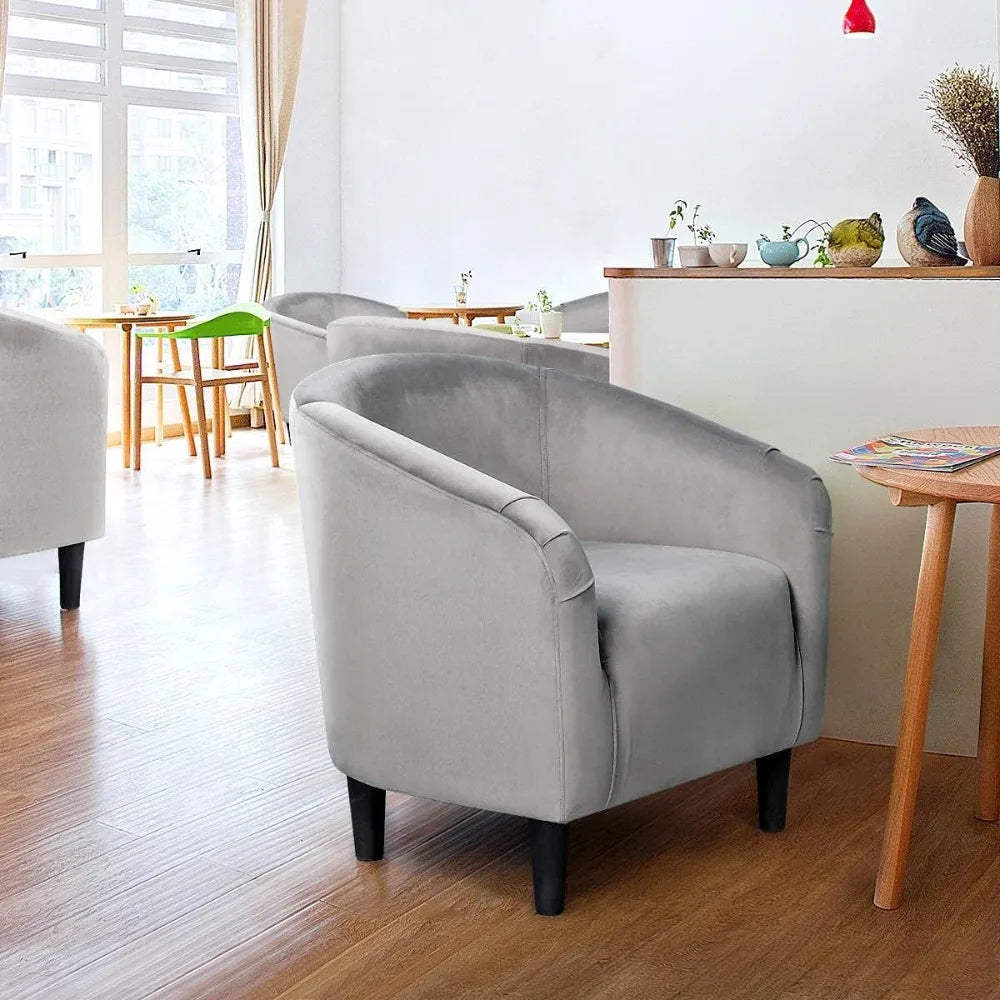 Velvet Barrel Chair With Armrests For Living Room And Bedroom