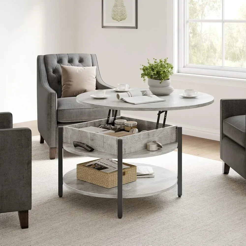 Angduo Round Lift Top Coffee Table With Ample Storage