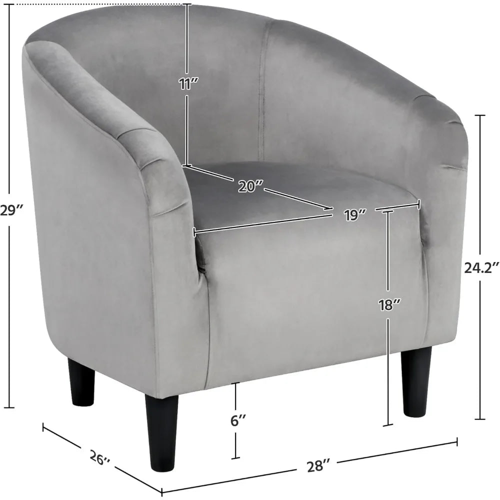 GUANGBAI Velvet Accent Barrel Chair With Armrest And Low Back