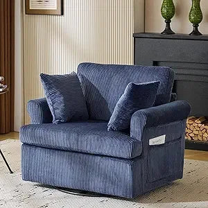 DAFIFY Oversized Swivel Barrel Accent Chair Upholstered Corduroy Armchair
