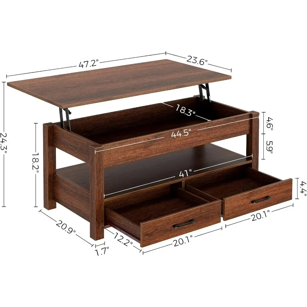 Guangbai Lift Top Coffee Table With Drawers And Hidden