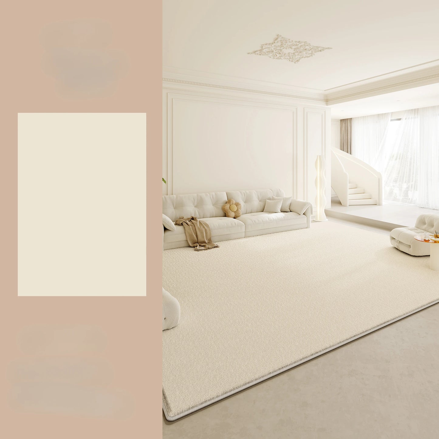 NONED Plush Wilton Area Rug For Living Room Soft Comfort