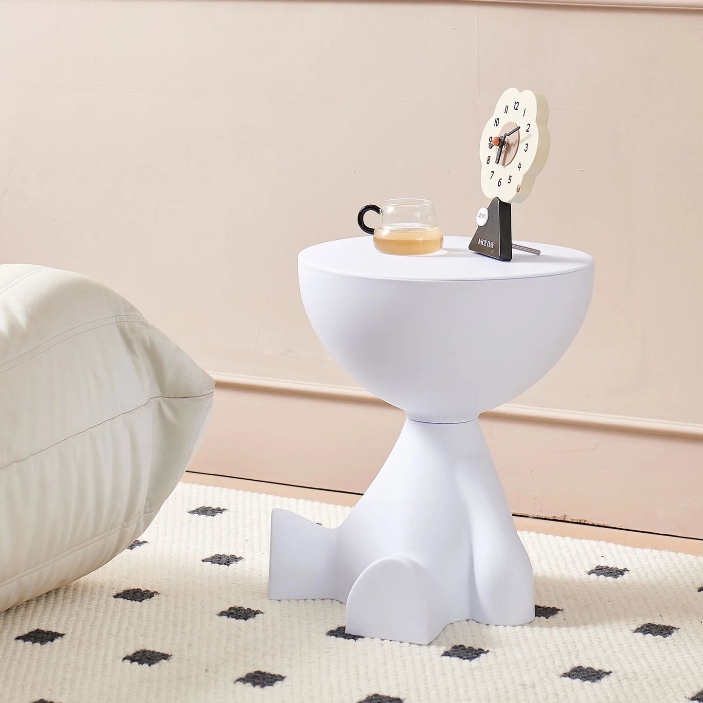 Wedyvko Round Matte Coffee Table With Storage Rack