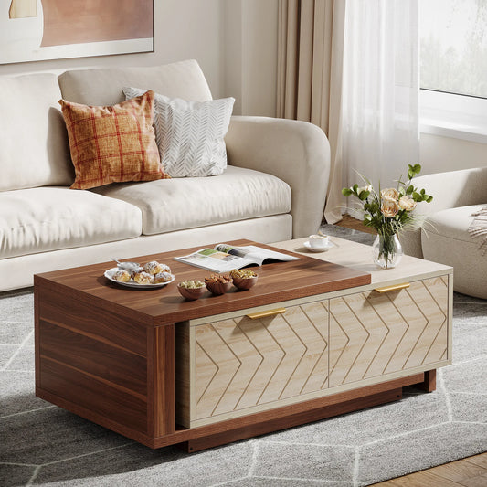 Tribesigns Extendable Coffee Table With 2 Storage Drawers