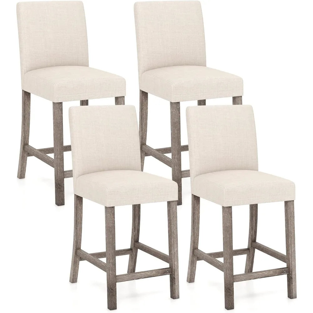 MKDK Bar Stools Counter Height Set Modern Fabric With Back