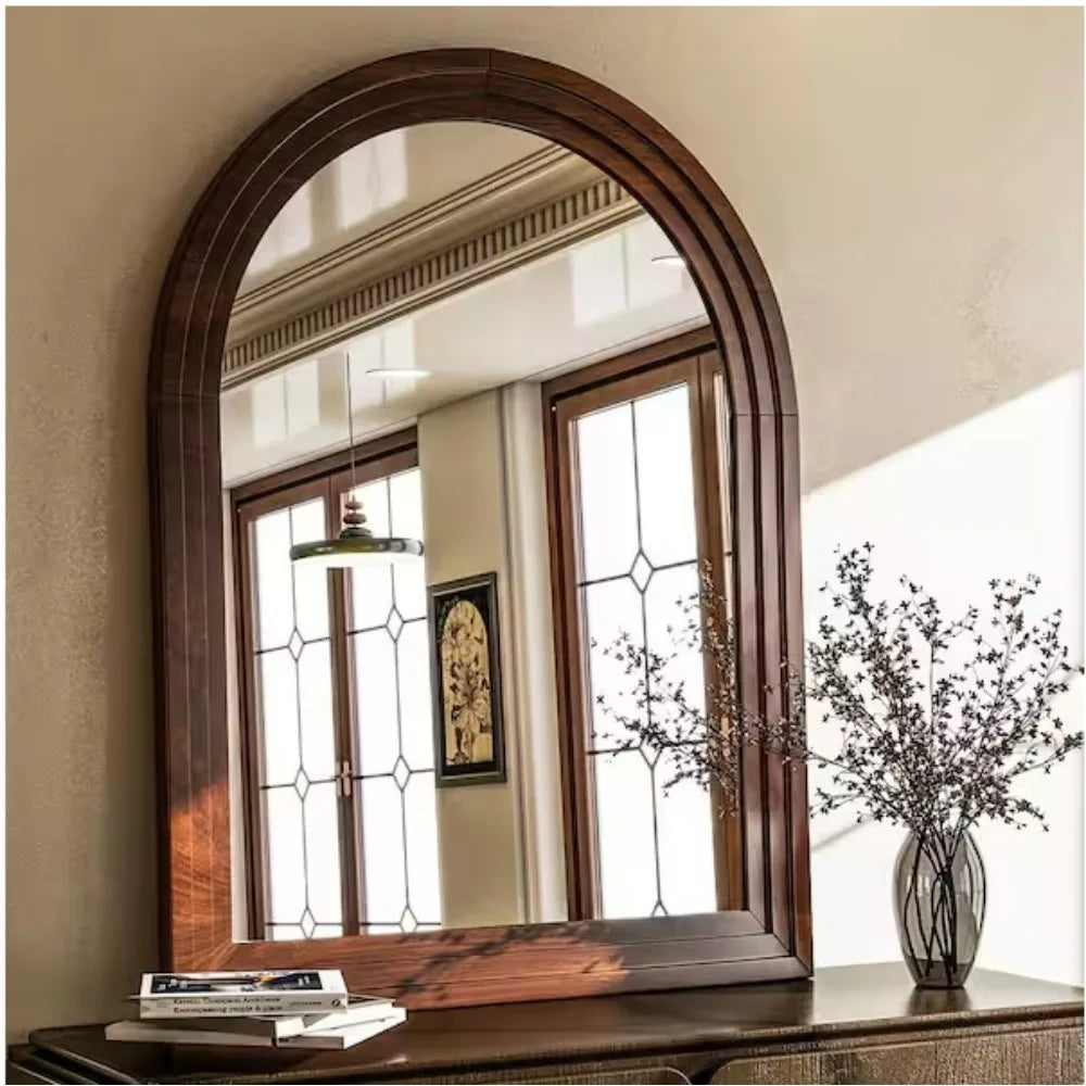 Hign-concerned Arched Mirror With Acacia Wood Frame