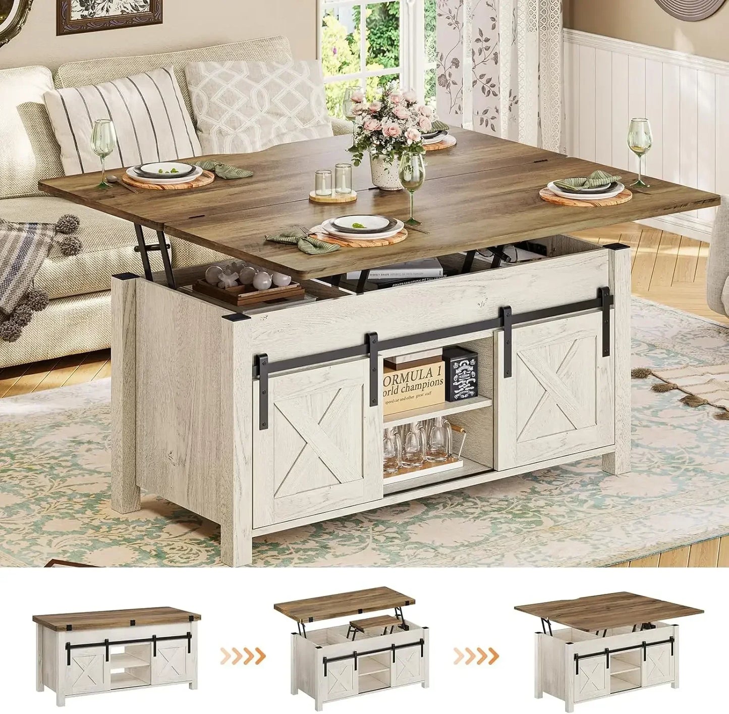 General Use Lift Top Coffee Table Hidden Compartment