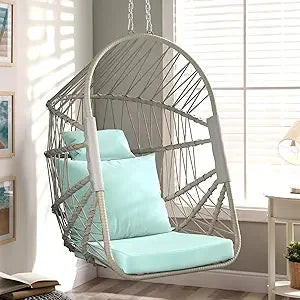 DAFIFY Hanging Egg Chair With Stand Rattan Wicker Swing