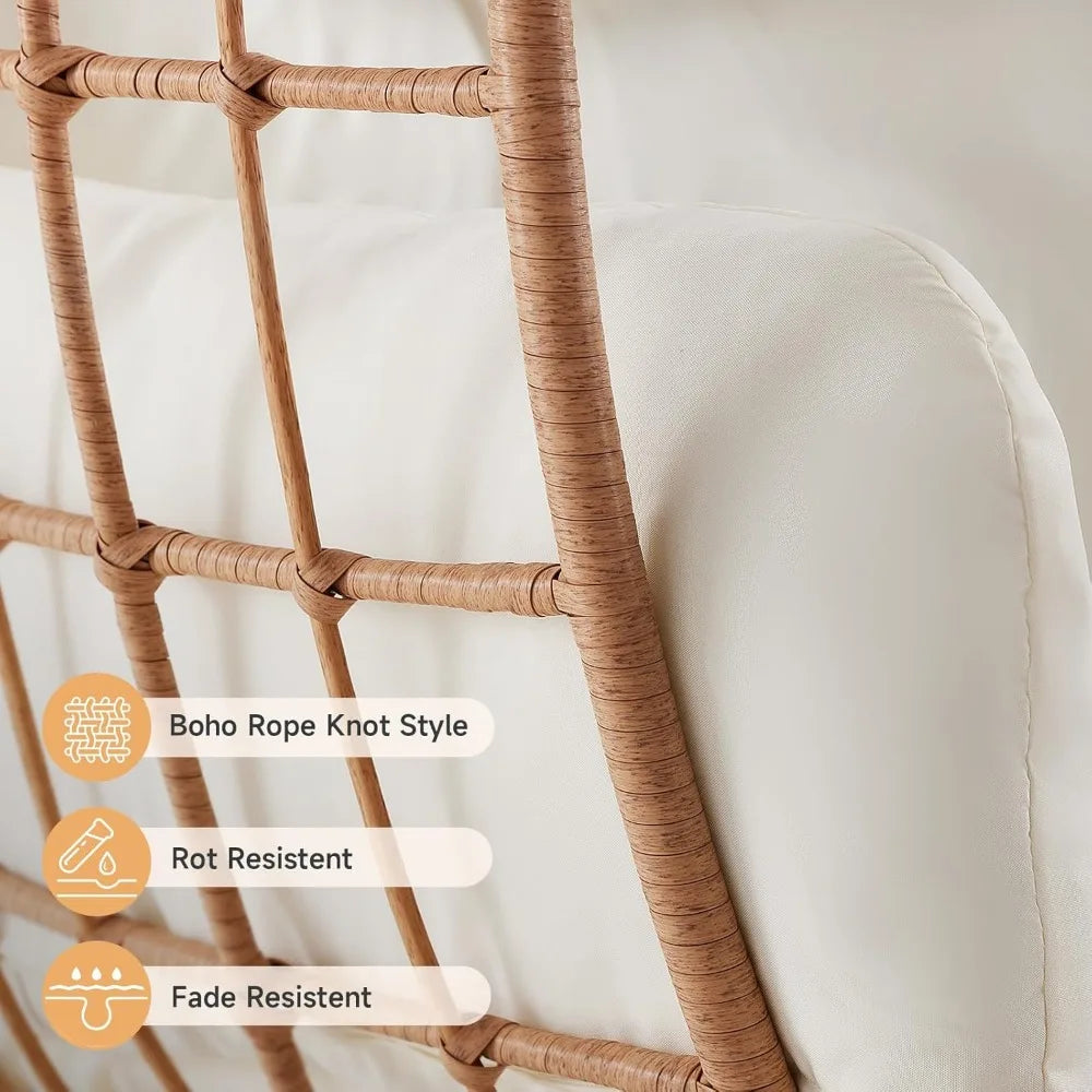 MKDK Oversized Rattan Egg Chair Indoor Wicker Lounger