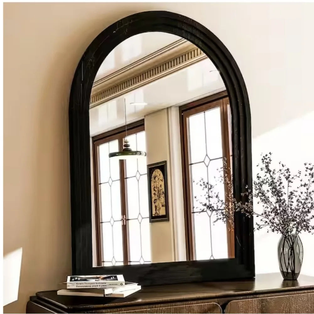 Hign-concerned Arched Mirror With Acacia Wood Frame