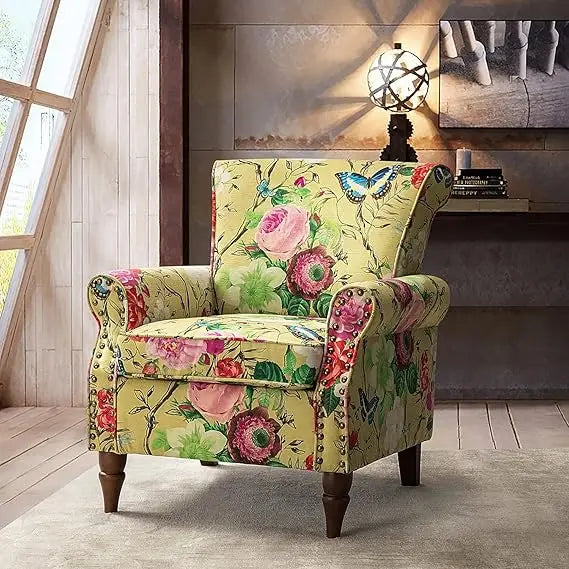 MKDK Modern Wingback Accent Chair Upholstered Armchair With Nailhead Trim