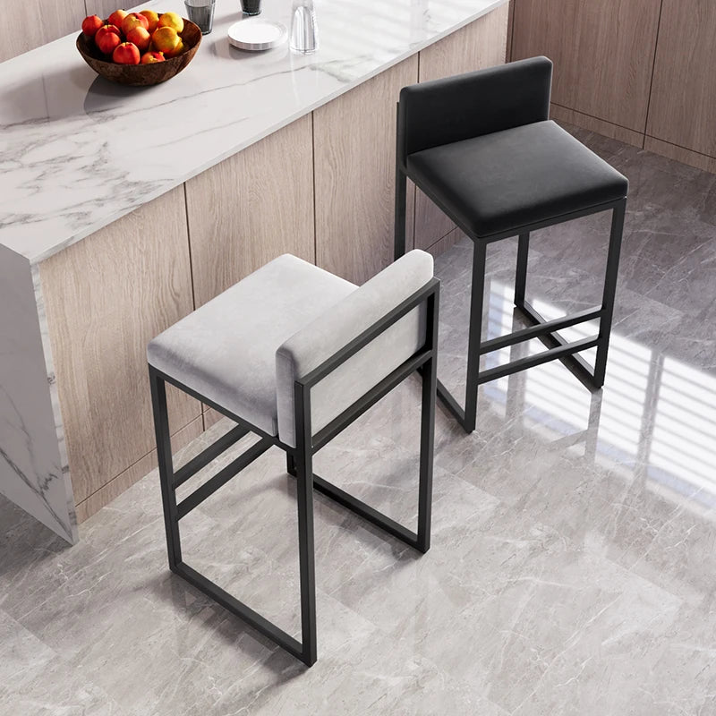 Modern Wrought Iron Counter Stool with Backrest